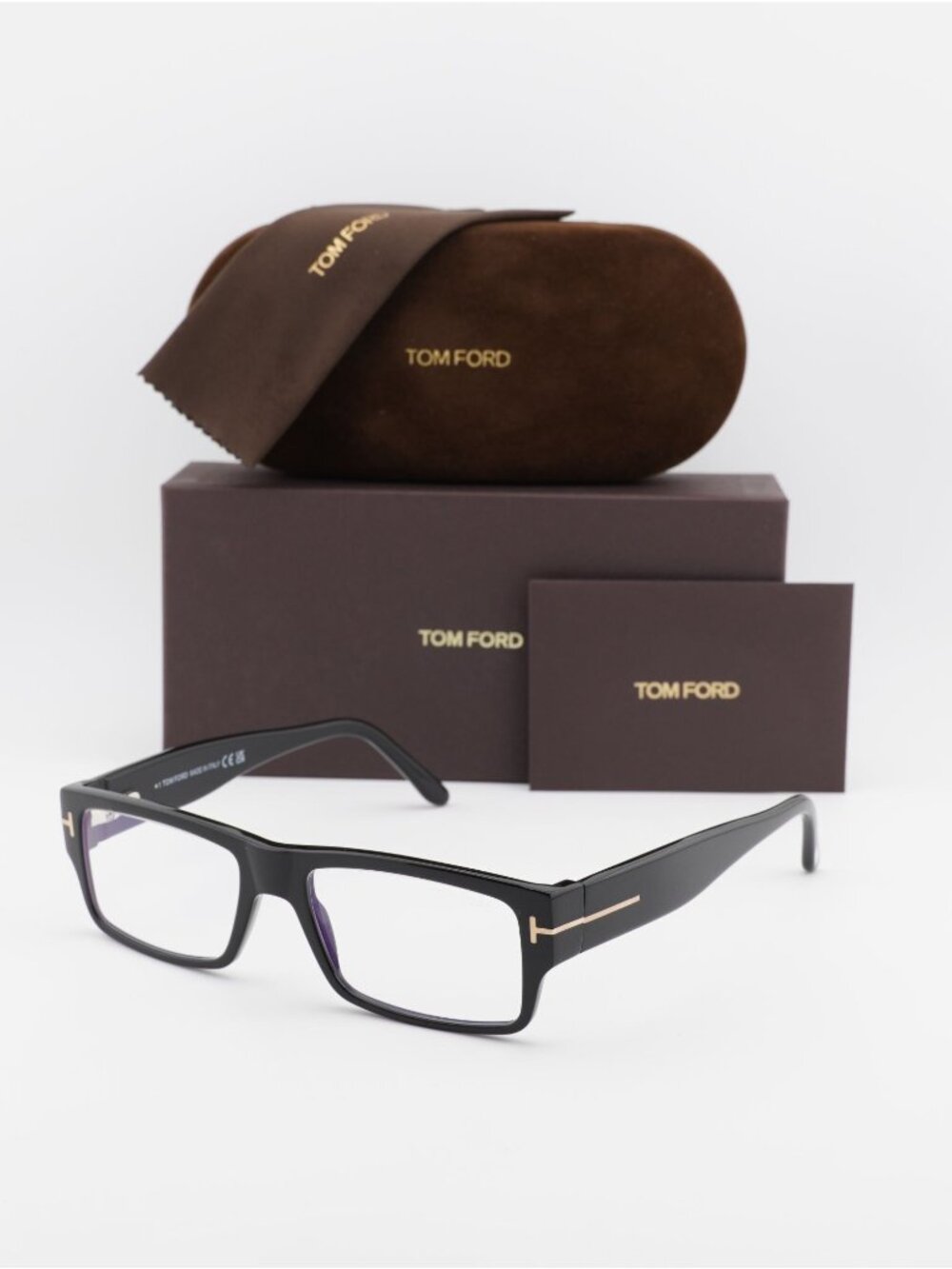 Tom Ford FT5835-B 001 Rectangle Eyeglasses 54mm - Black / Blue Light Block